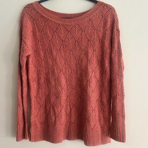 Loft Wool Blend Salmon Eyelet Knit Sweater (Med)